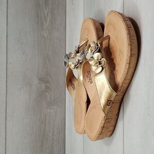 Born Women Cork Wedge Leather Sandals shoes sz 9